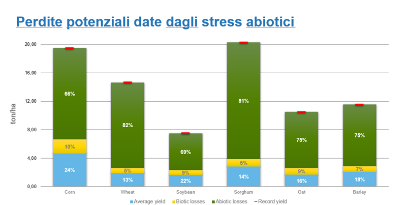 perdite potenziali di resa dovute a stress abiotici